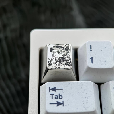1U Titanium Alloy Artisan Keycaps Precision Pointillism for Mechanical Keyboard -Leisurely Asuka